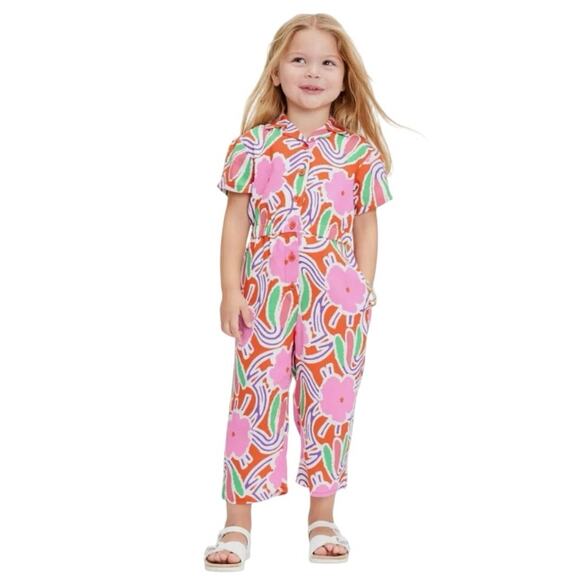 DVF for Target Toddler Short Sleeve Flower Groove Red Jumpsuit - Picture 1 of 9